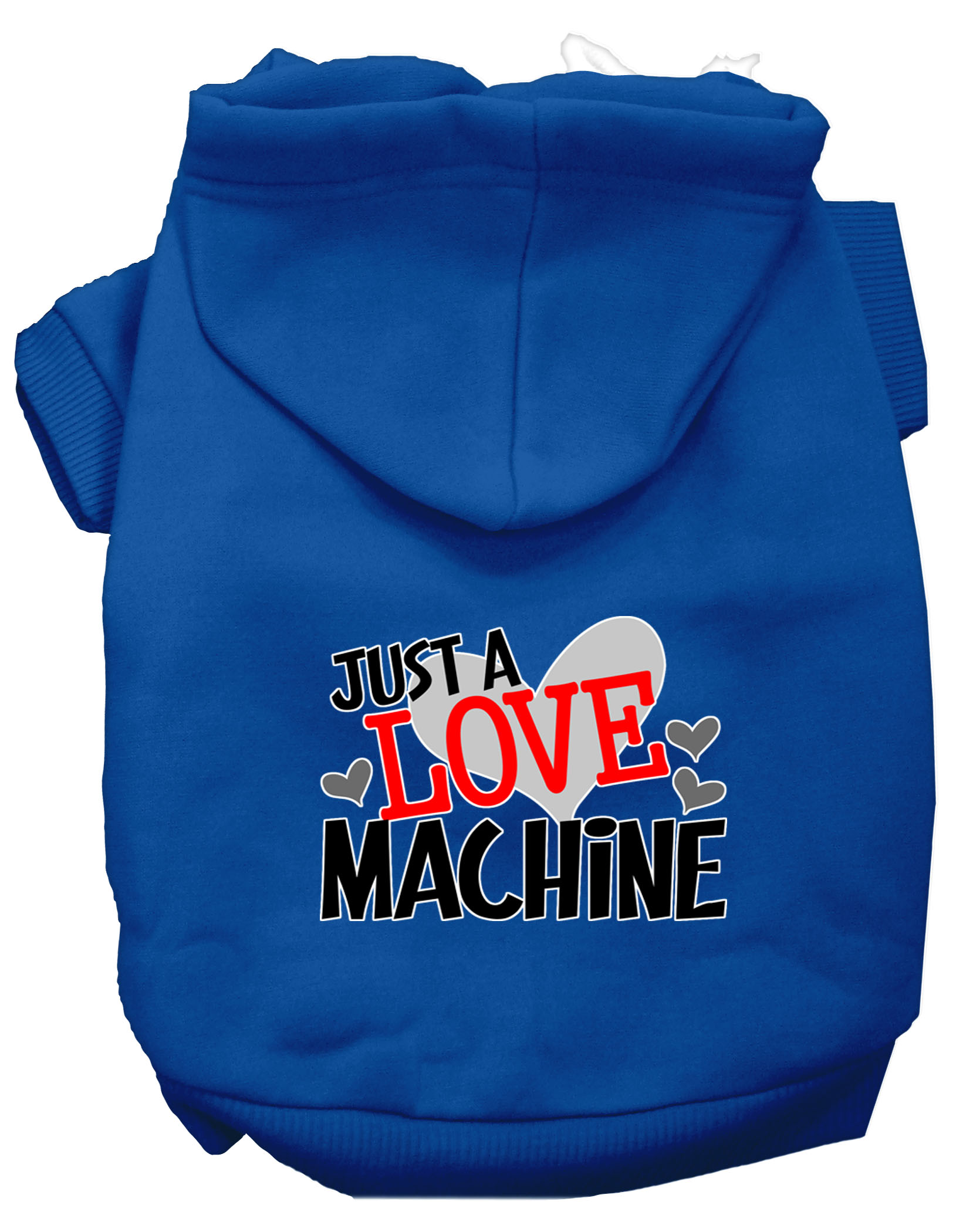 Love Machine Screen Print Dog Hoodie Blue L